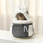 Cat Carrier Bag Small Pets Backpack Winter Warm Soft Plush Carring - Image 4