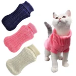 Cat Sweater Winter Warm Cotton Cat Clothes Knitted Kitten Vest For Small Cats - Image 3