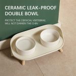 Pet dining table Dual Feeding Bowl Neck Protect Nonslip Ceramic Bowl for Cat - Image 6